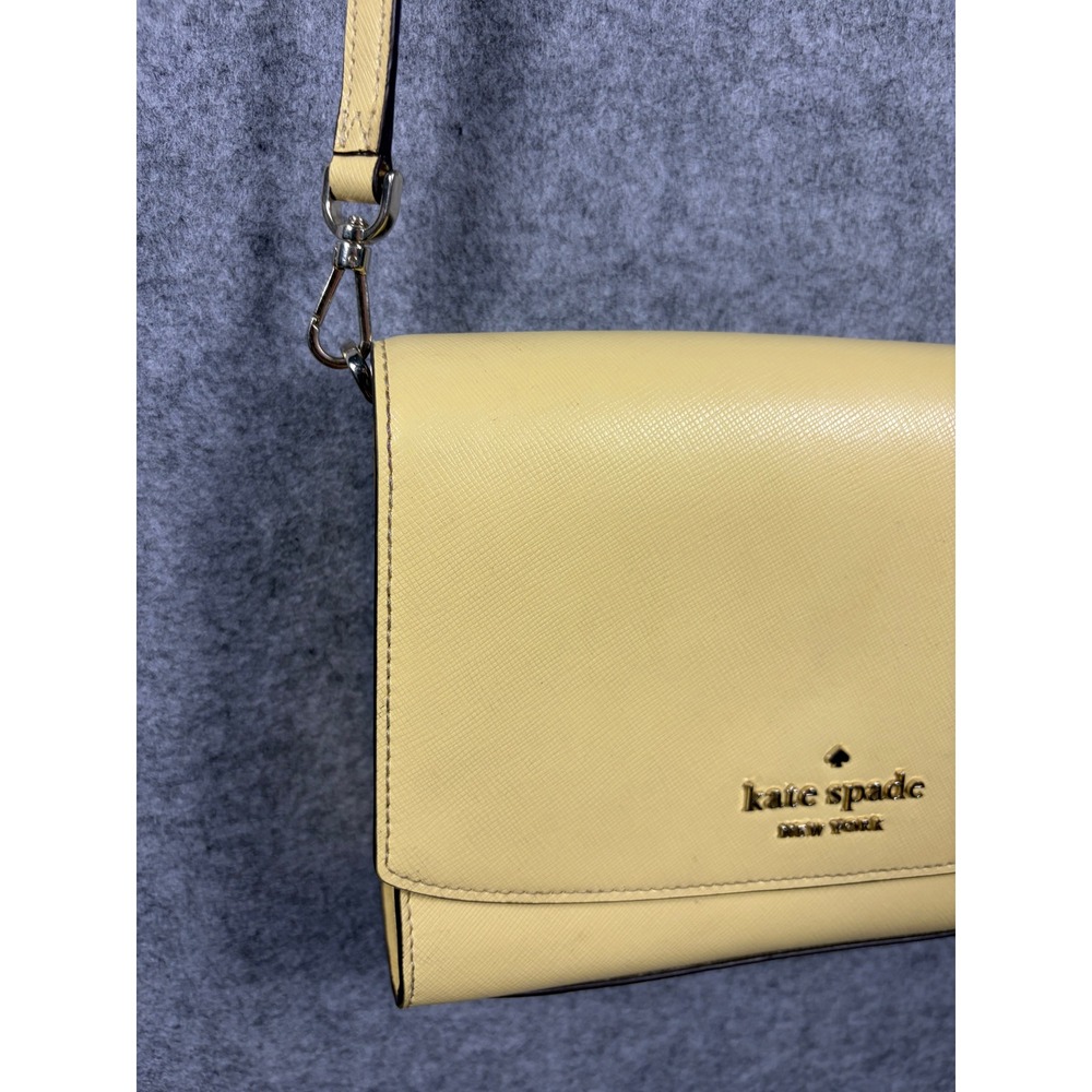 Kate Spade Yellow Saffiano Leather Crossbody Bag with Chain Detail and Strap - Picture 3 of 10